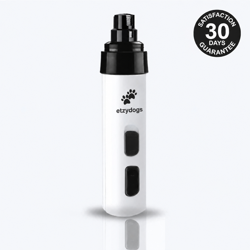 Etzydogs Silent Groom Pro quiet dog nail grinder with 30 day guarantee badge